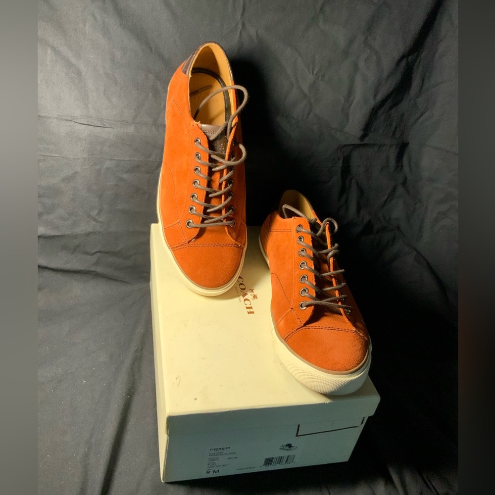 Coach Burnt Orange Suede Sneakers